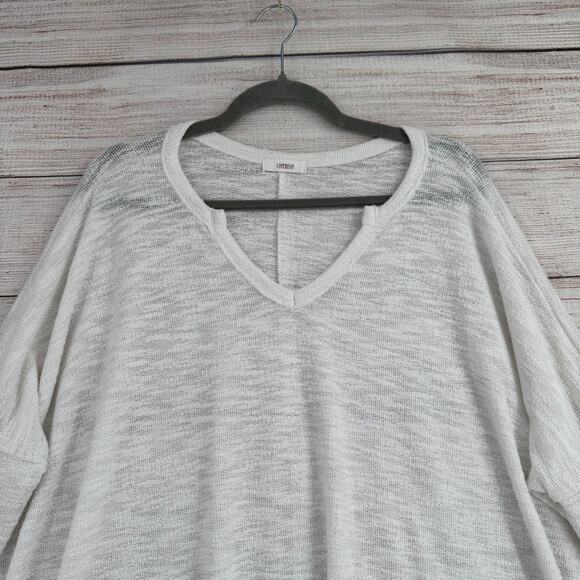 Cherish Loose Knit V-Neck Oversized Sweater Women's Large White - Picture 3 of 11